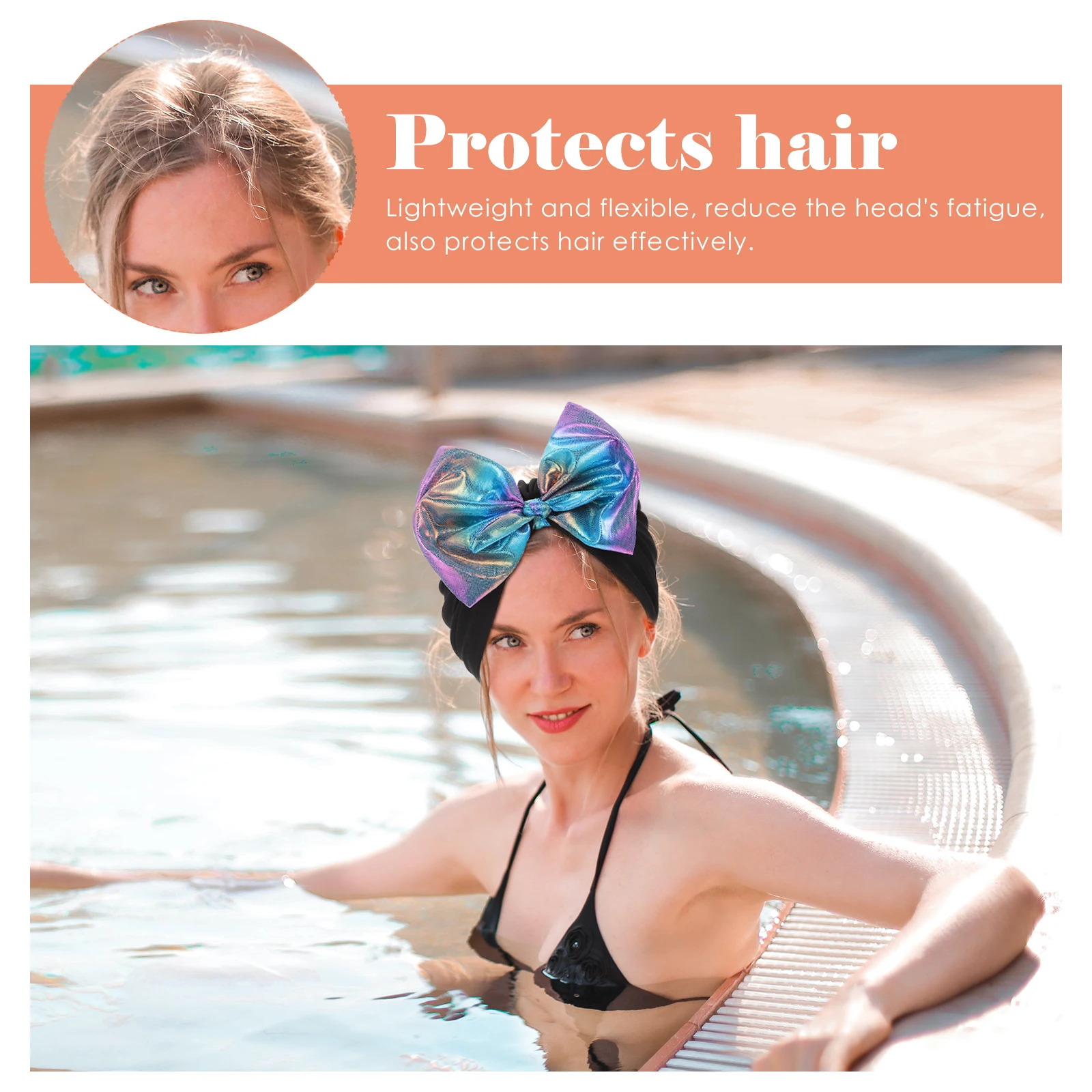 

Long-haired Swimming Cap Decortive Decrotive Caps Bath Adult with Design Hats for Women