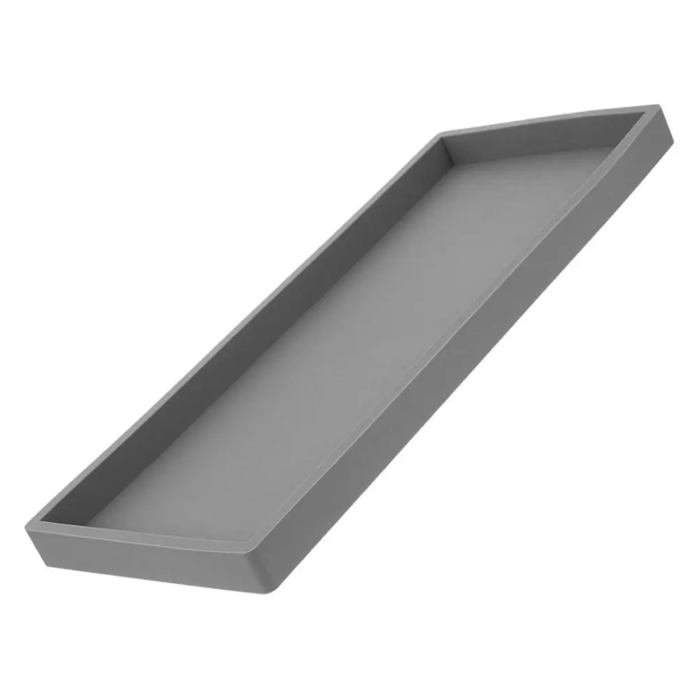 

Silicone Bathroom Vanity Tray 10x20 Small Gray Rectangular Storage Countertop Toothbrush Holder Hotel Supply Daily Use
