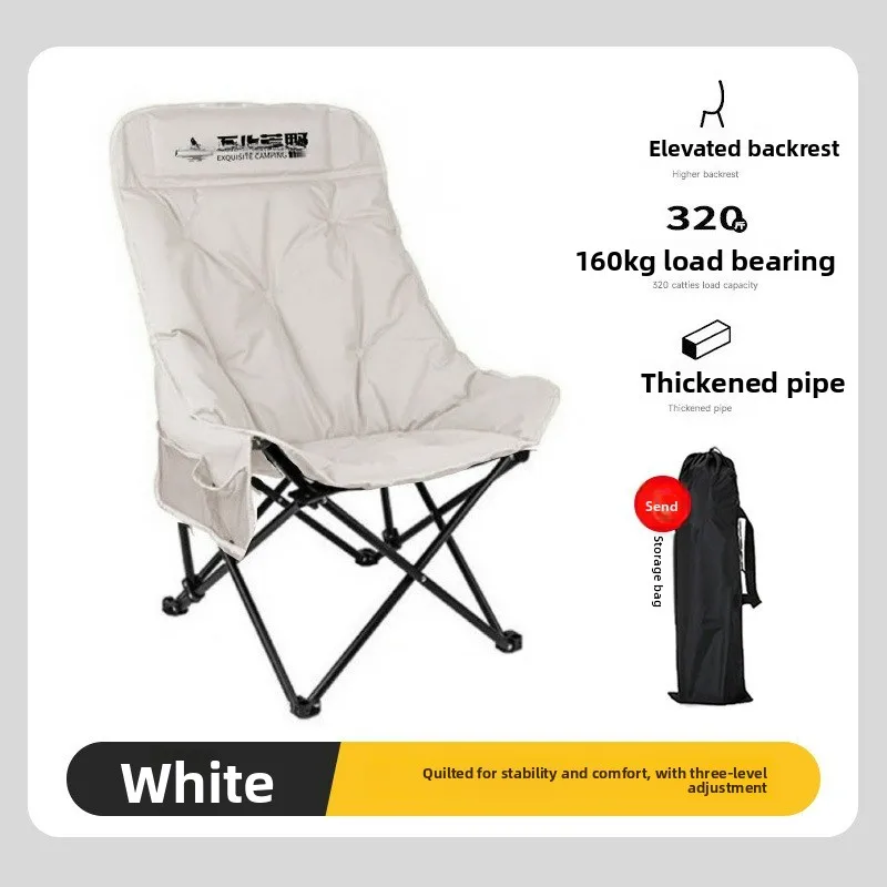 كرسي قمر قابل للطي للسفر في الهواء الطلق والنزهات والترفيه مع مسند ظهر مرتفع كرسي صيد محمول وقوي أثاث خارجي #2