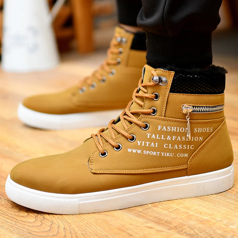 Men\'s Sneakers Autumn High Top Leather Men Shoes Lace-up Ankle Boots Comfort Tennis Shoes Male Sports Skateboarding Shoe Zapatos