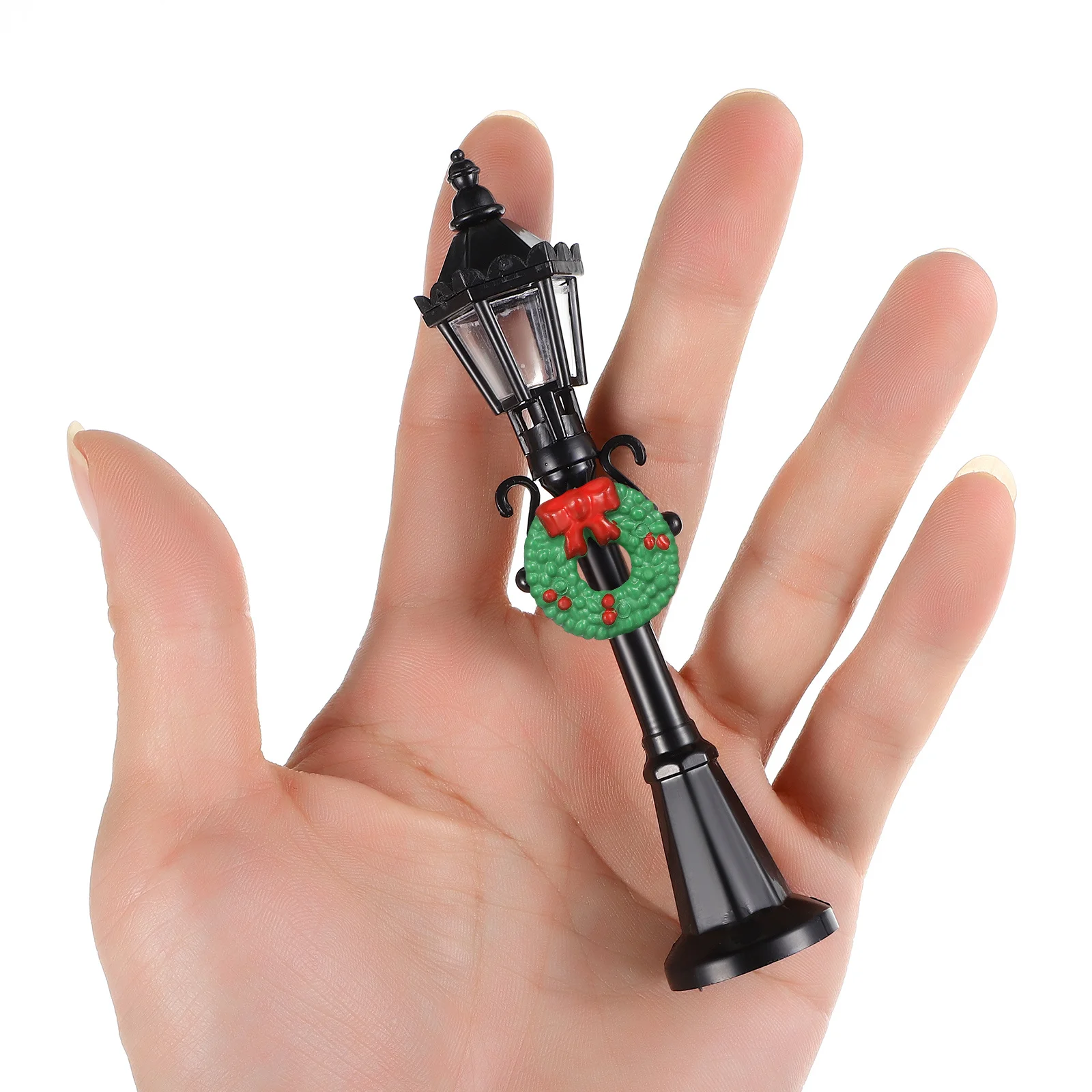 

4Pcs Decorative Lamp Posts Christmas Village Accessories Premium Plastic Mini Street Lights for Holiday Decor Small Scale