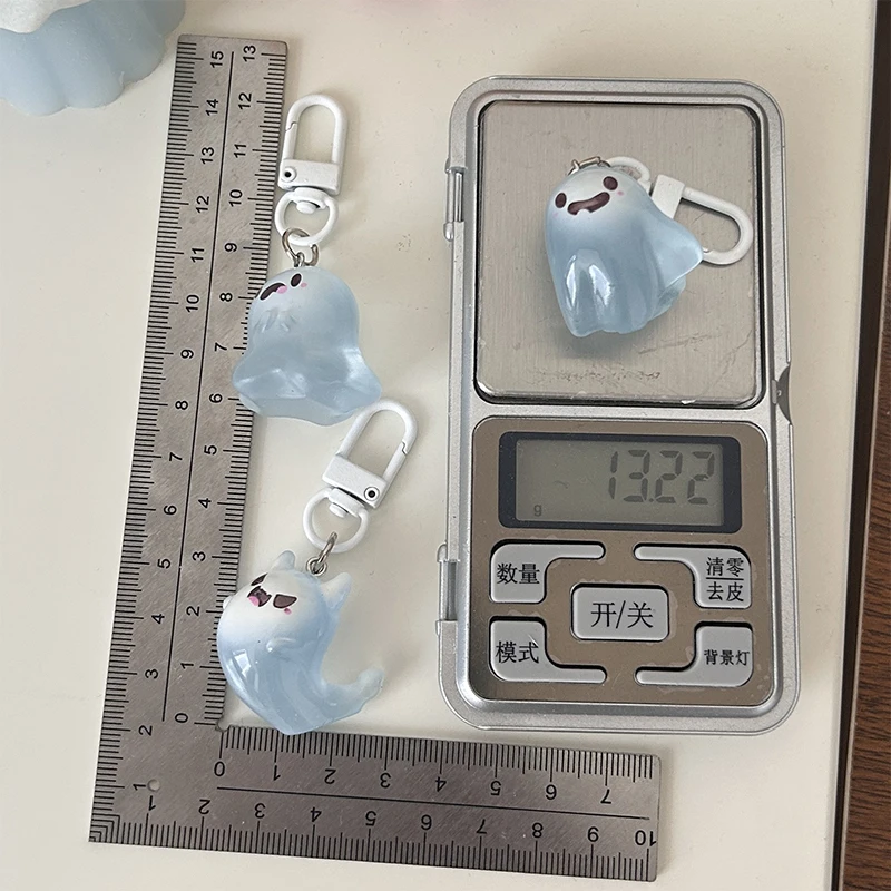 1Pc Gantungan Kunci Hantu Halloween Resin Bercahaya, Liontin Ponsel Jelly, Hiasan Casing Headphone, Gantungan Tas, Dekorasi Mobil