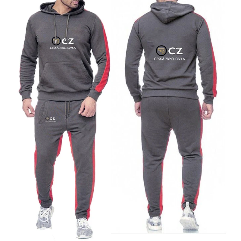 

2025 CZ Ceska Zbrojovka Print Men's New Spring And Autumn Hoodie + Sweatpant Comfortable Daily Harajuku Solid Color Suit