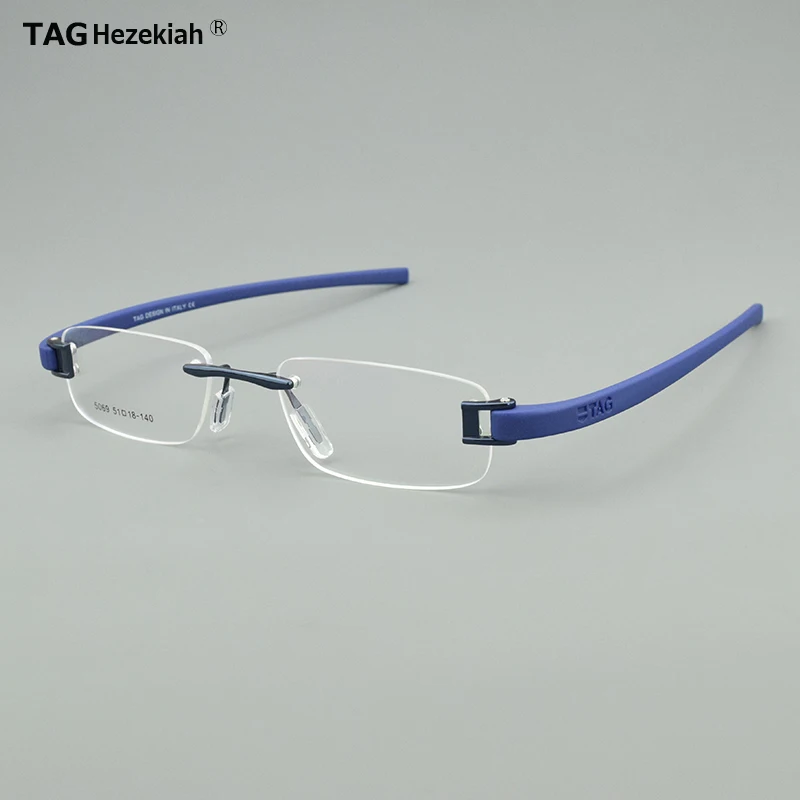 TAG Hezekiah Frameless Glasses Frames Men square Eyewear Optical Prescription Glasses Frame Eyeglasses Myopia Retro spectacle