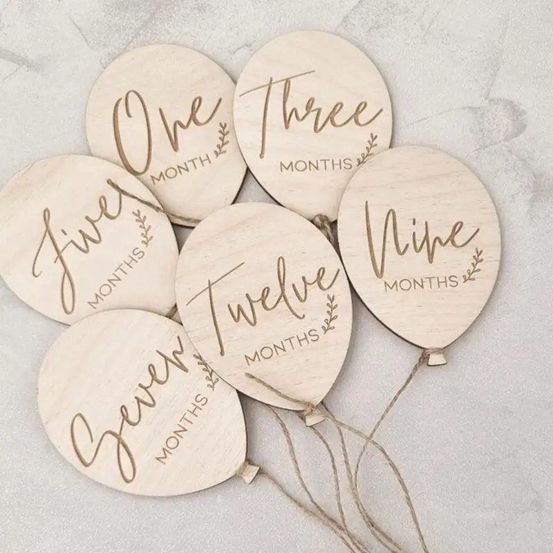 Handmade Wooden Baby Monthly Milestones Cards Decorative Wooden Milestones Signs for New Parents Photo Props & Keepsakes