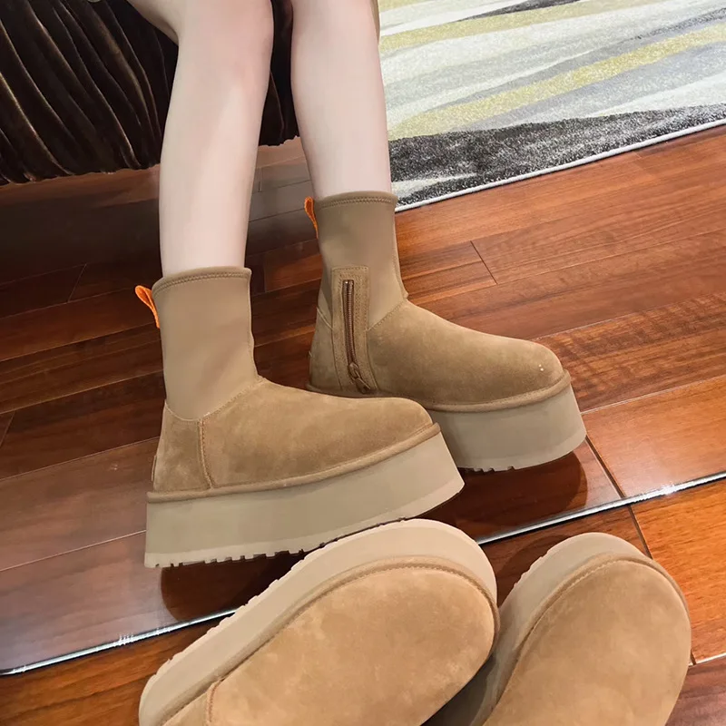 2025 Winter Platform Boots Women's Slippers Casual Shoes Women's Snow Boots Fur Thick bottom Super Slippers Zapatos Mujer