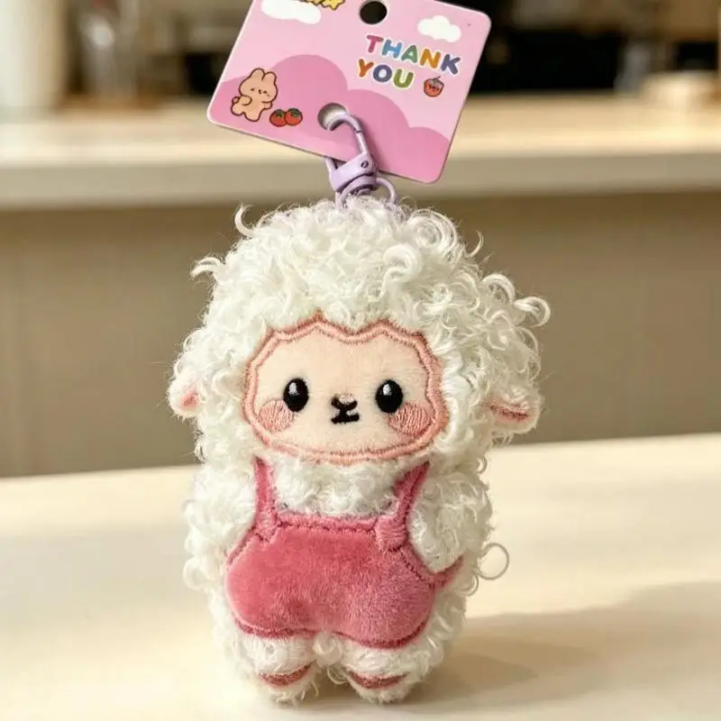 Fluffy Sheep Plush Keychain Soft Curly Fur Ornament 1Pcs Multiple Colors for Daily Bag Key Pendant Kids Small Gift