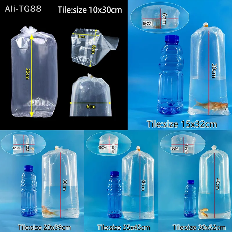 10 Stück transparente Aquarium-Atembeutel für Fische und Garnelen, auslaufsicher, langlebig, Transport-Atembeutel, Kunststoff-Verpackungsbeutel