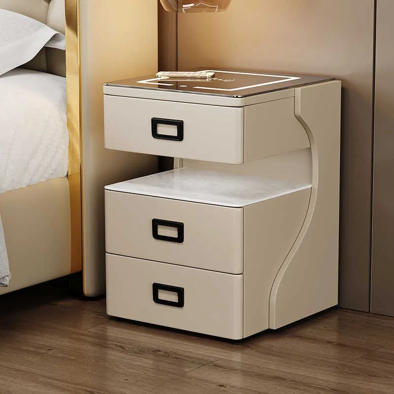 Remote bedside table, integrated safe, home intelligence