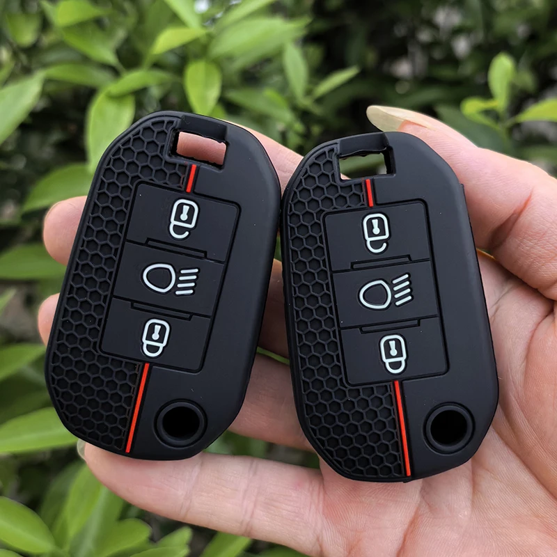 3-Tasten-Silikon-Autoschlüsselhülle für Peugeot 208 308 408 508 2008 3008 4008 5008 für Citroen C3 C4 CACTUS C6 C8 Abdeckung