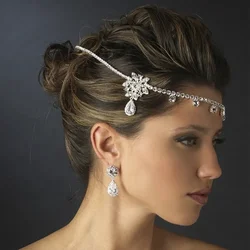 2024 New Summer Headdress Water Drop Crystal Head Chain Woman Flower Headband Rhinestone Forehead Chain Luxury Bride Tiara