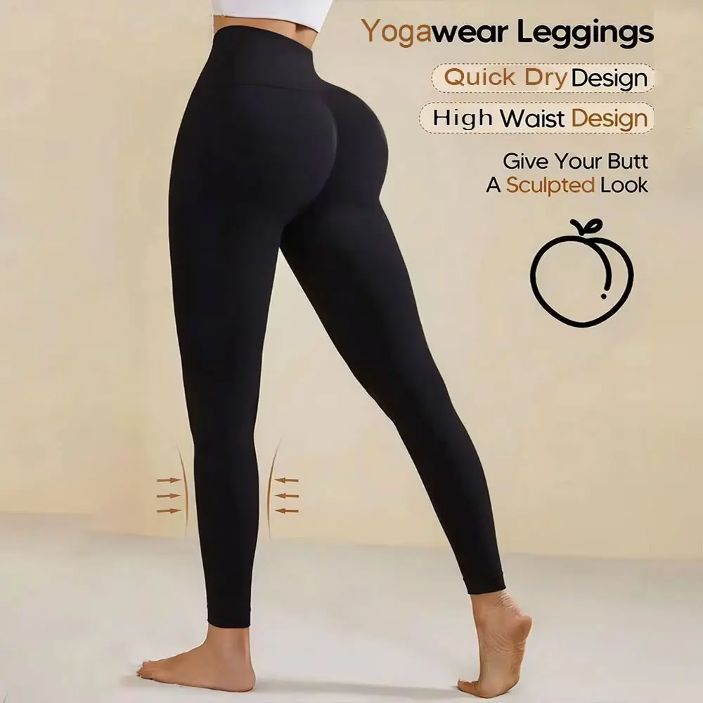 Legging noir sexy taille haute, effet fesses galbées, doux, sensation seconde peau, anti-humidité, pantalon de yoga, vêtements de sport fitness pour femme grande taille