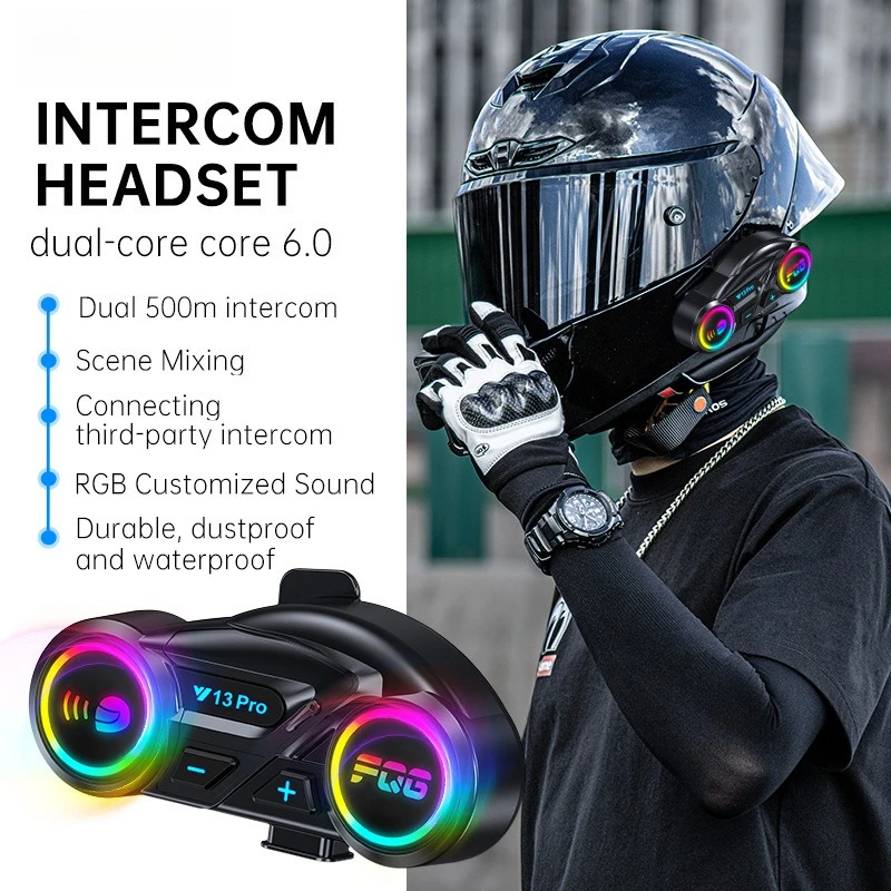 y13-proバイク用bluetoothインターコム-500mワイヤレスインターコミュニケーター-1000mah-バイク用ウォーキートーキー-ヘルメットインターコムヘッドセット-fmラジオ
