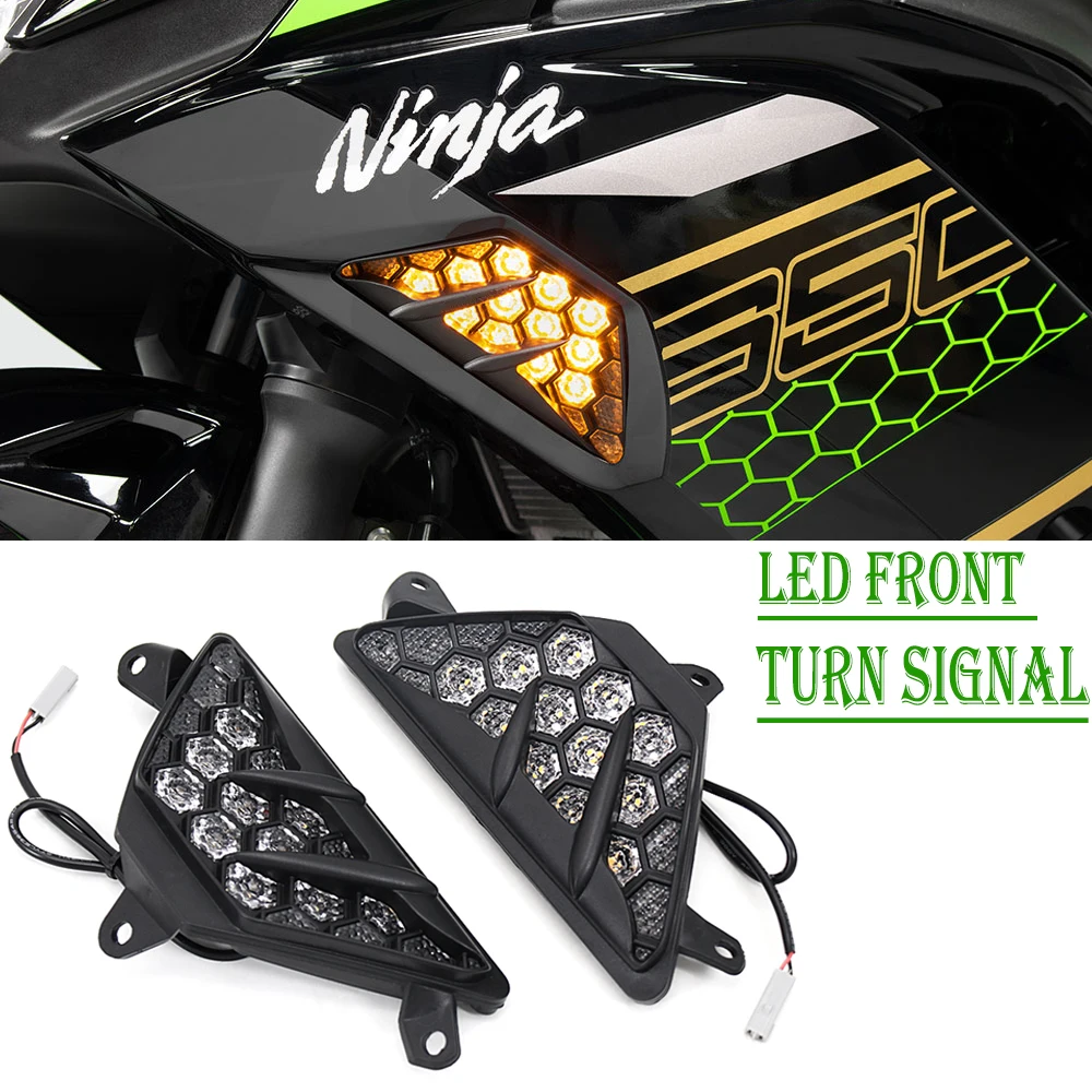 New Front LED Turn Signal Indicator For KAWASAKI NINJA 300 400 650 1000 ZX6R 2013 - 2022 Motorcycle Accessories Light Blinker