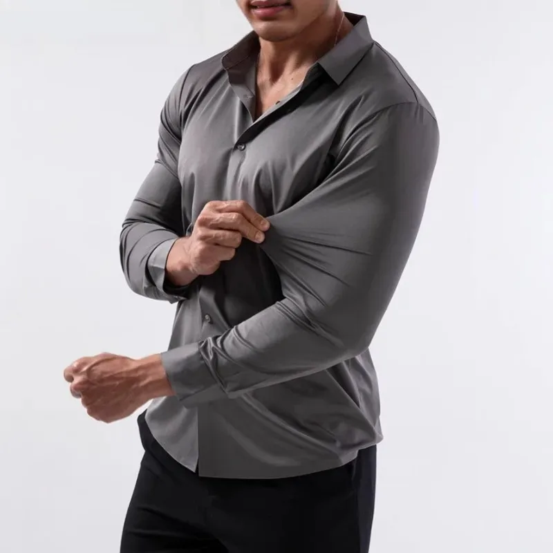 

Mens Dress Shirt 4 Way Stretch Wrinkle Free Long Sleeve Button Down Comfortable Business Casual Shirt