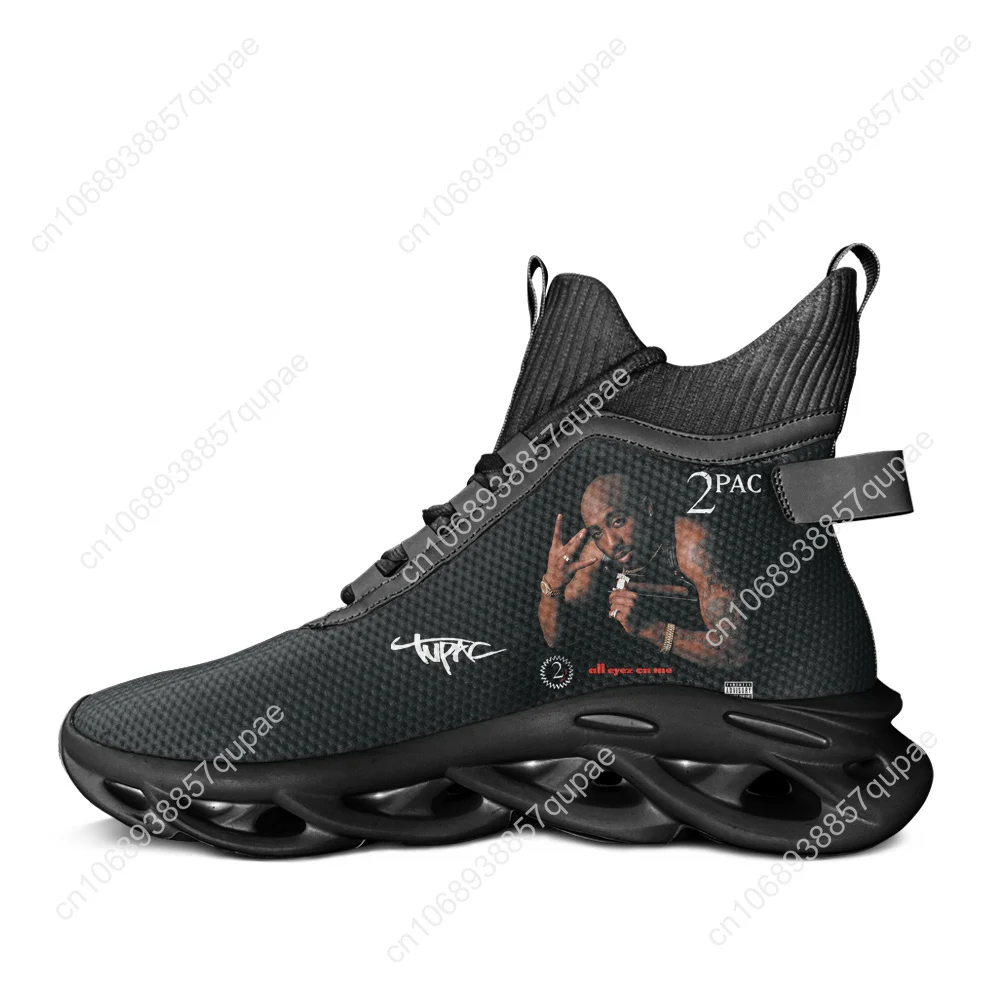 Tupac Rapper 2Pac HighTop Flats Sneakers Hip hop singer Men Women Sports Running Shoes Sneaker Lace Up Mesh Footwear Custom Shoe