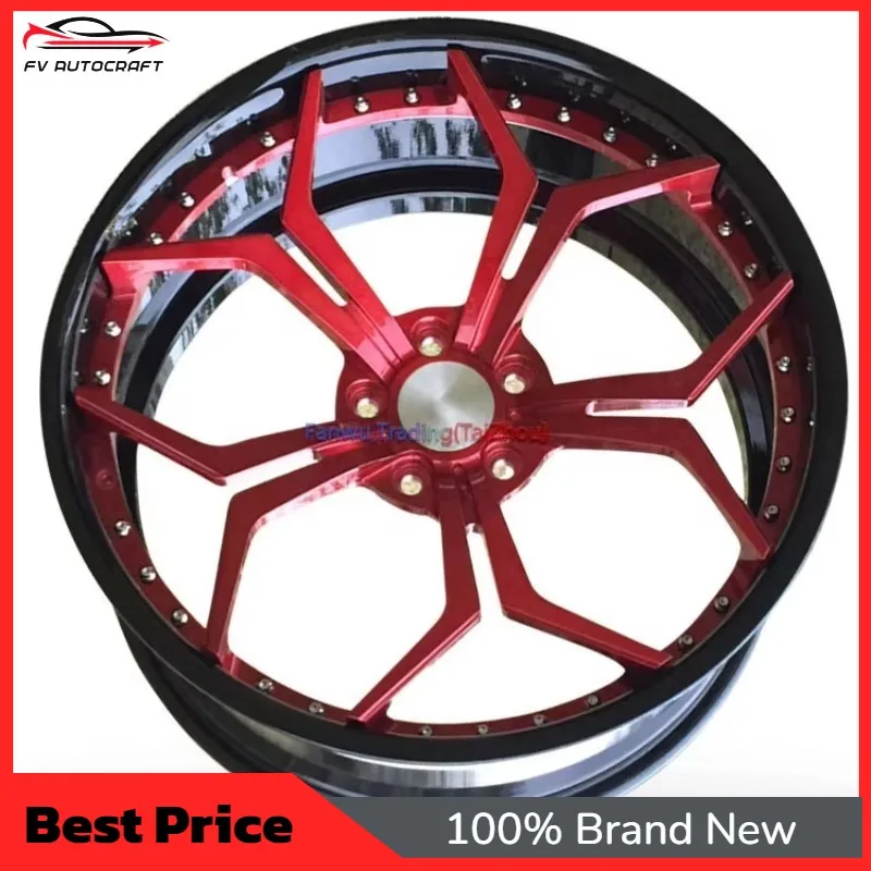 【2026】Oem/Odm Black With Red Alloy 5X100 5X120 5X1143 18 19 20 21 22 23 24 Inch Hot 2 Piece Forged Wheels