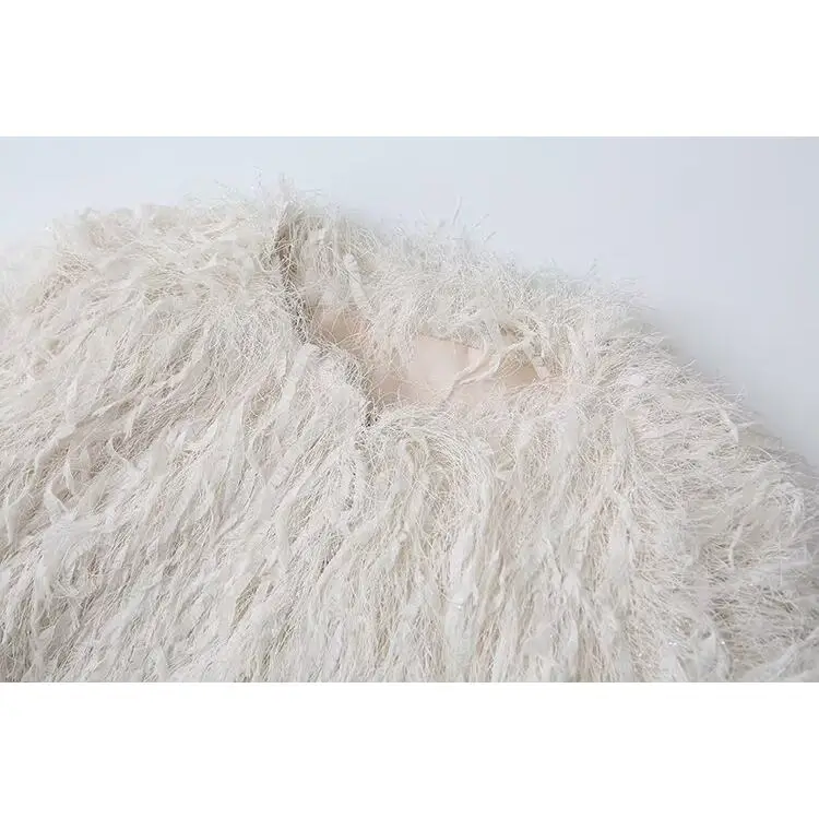 Faionable Long Sve Fur Jaet Damen Herbst Winter Neuankömmling ZR Sle Vielseitige Oberbekleidung runder Ne ort Mantel