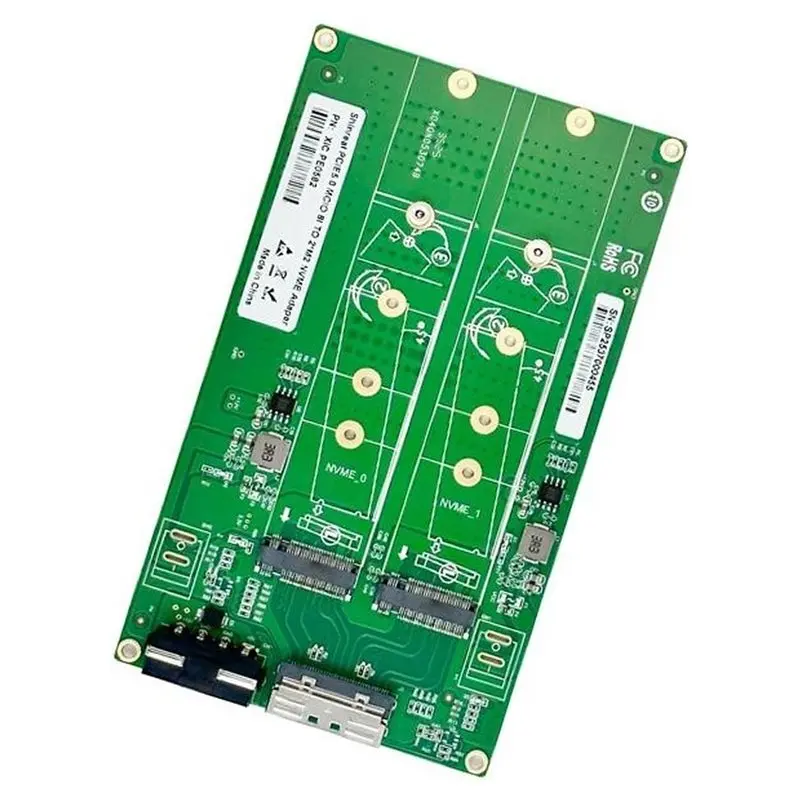 ABRI-Pcie 5.0 MCIO 8I To Dual M.2 Gen5 Nvme SSD Adapter Card M.2 M-Key Nvme Expansion Converter For Desktop Server