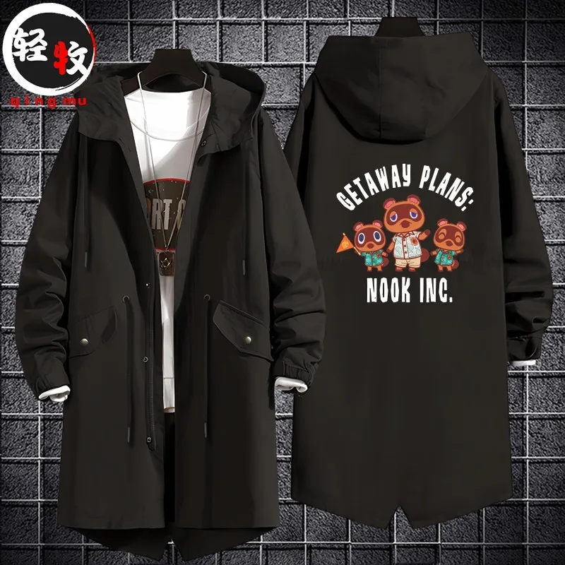 

Animal Forest Frie Spring Autumn Winter ex Hooded Jaet Mid-Length Cotton Coat Trendy Brand Windbreaker Polyester Fiber