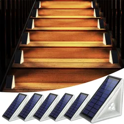 Solar Step Light Outdoor Waterproof IP67 Solar Powered Stair Light with 3 LED Triangle Deck Light for Outside Garden Patio Porch