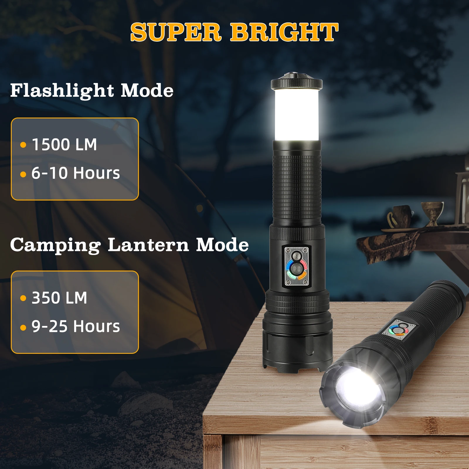 UltraFire Z9-Pro Zoomable Handheld Flashlight 10 Modes 1500LM USB Rechargeable LED Torch for Camping Outdoor COB Camping Lantern