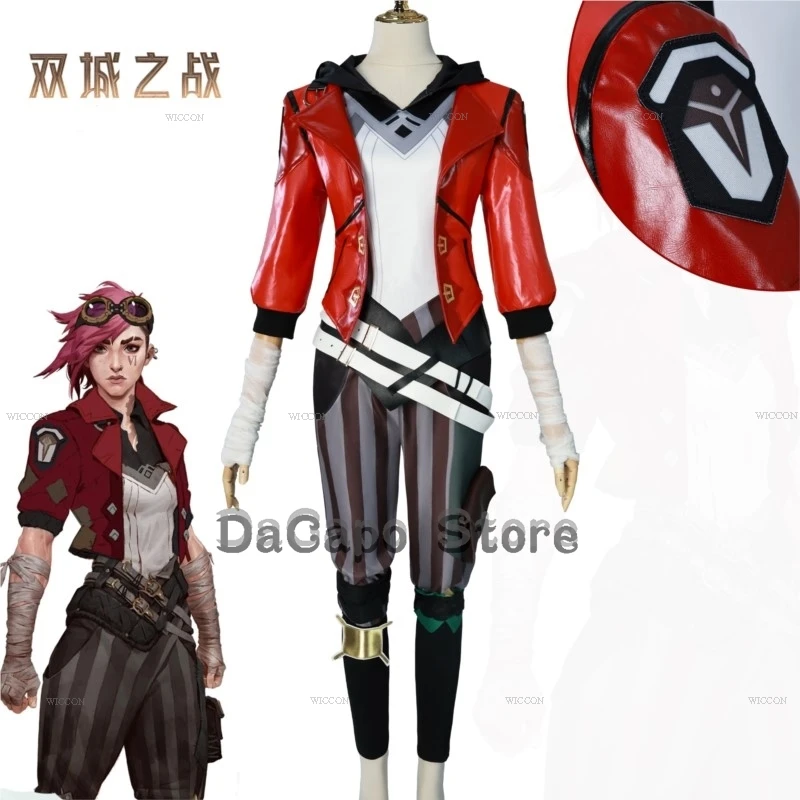 비 바이올렛 아케인 S2 코스프레 의상 가발 소품 TV 롤 코스프레 코트 의상 신발 게임 롤플레이 레드 의상 할로윈 파티 롤플레이