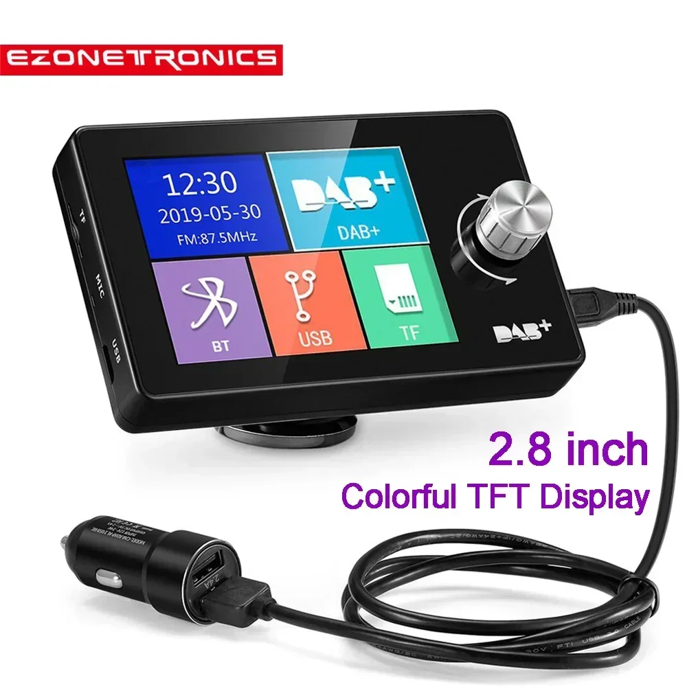 

2.8inch Color Screen DAB/DAB+ Digital Broadcast Radio RDS Support FM Transmitter BT Music MP3 AUX Receiver