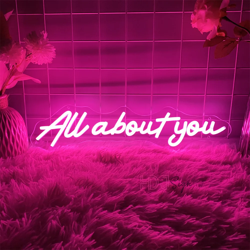 All About You Neon Led Sign Led Wedding Neon Lights Home Art Wedding Birthday Party Decoration Neon Signs Room Wall Decor