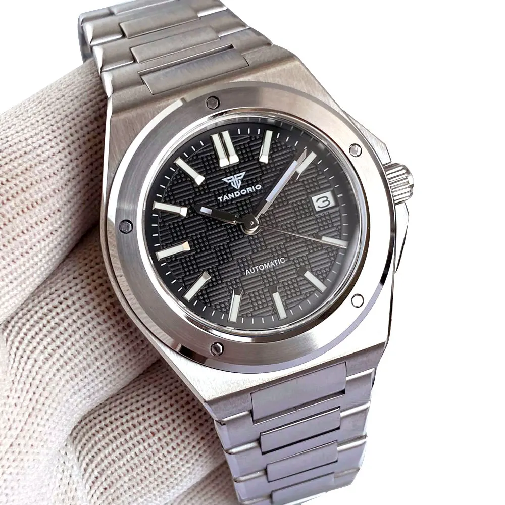 10ATM Tandorio 40mm Business Engineer Style Textured Automatic Sapphire Glass Miyota8215/Asia2824 Movement Lume Men Watch Date