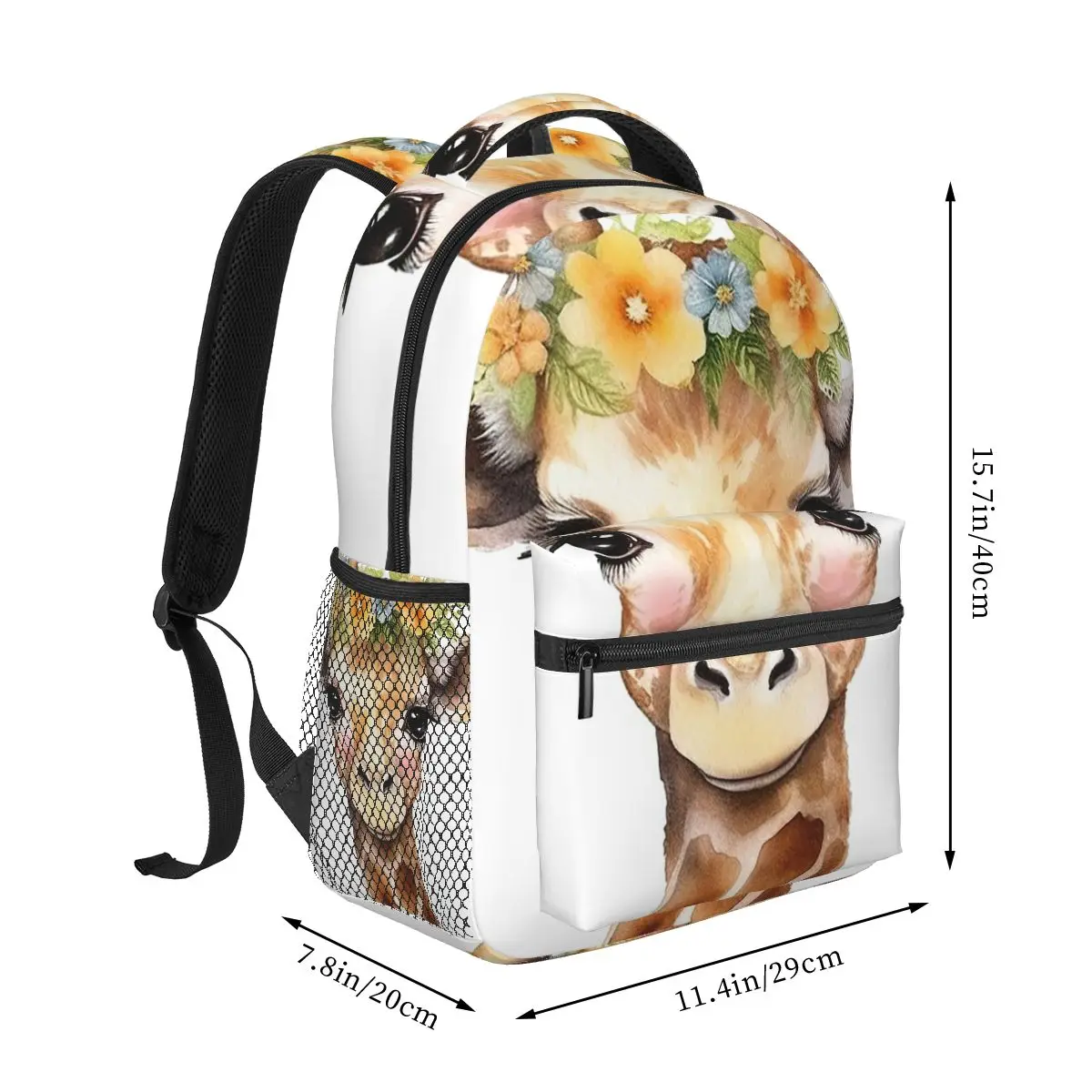 Giraffe With Floral Crown Cute Animal Backpack Student Boys Girls BookBag School Bag Computer Shoulder Bags for Men Women