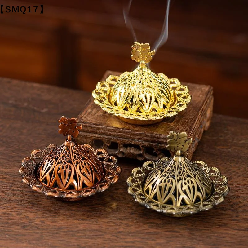Mini Retro Copper Hollow Out Incense Stick Burner Holder Golden Arab Burner Catcher Home Decoration Sandalwood Censer【SMQ】