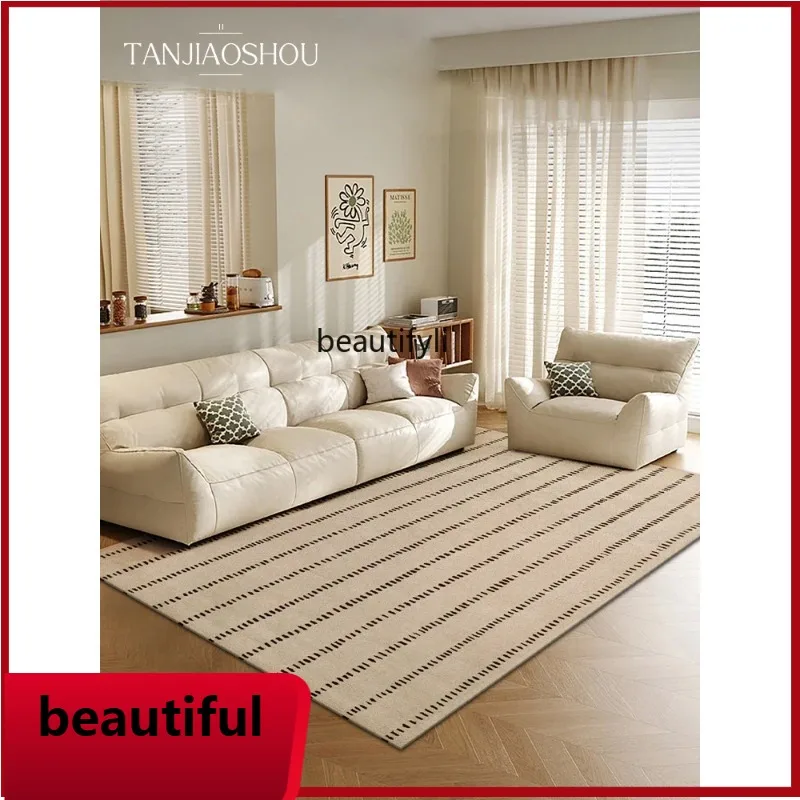 

F132 Modern retro style carpet living room premium light luxury plain color handmade custom room bedroom bedside blanket