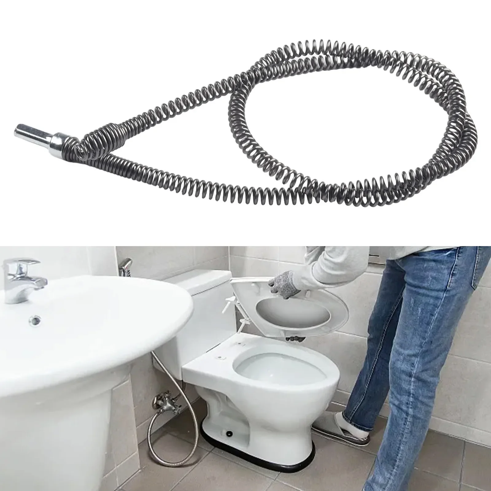 

3-1M Pipe Dredging Tool Spring Pipe Sewer Pipe Unblocker Bathroom Kitchen Drain Cleaner Sink Basin Pipeline Clogged Remover Tool