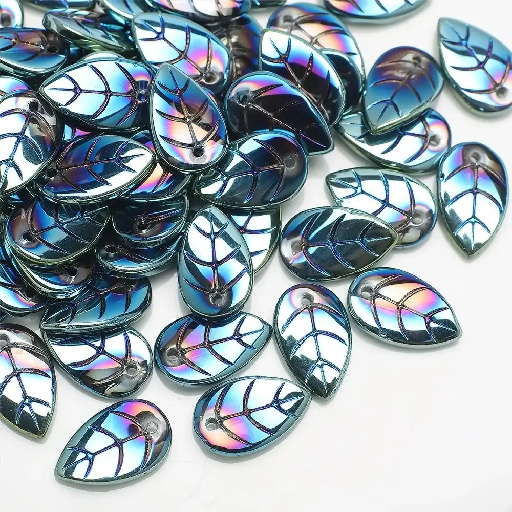 50 Stuks 10x18mm Glad Glas Blad Kralen Kristal Kralen Losse Kralen Voor Sieraden Maken Diy Armband ketting Oorbel Accessoires