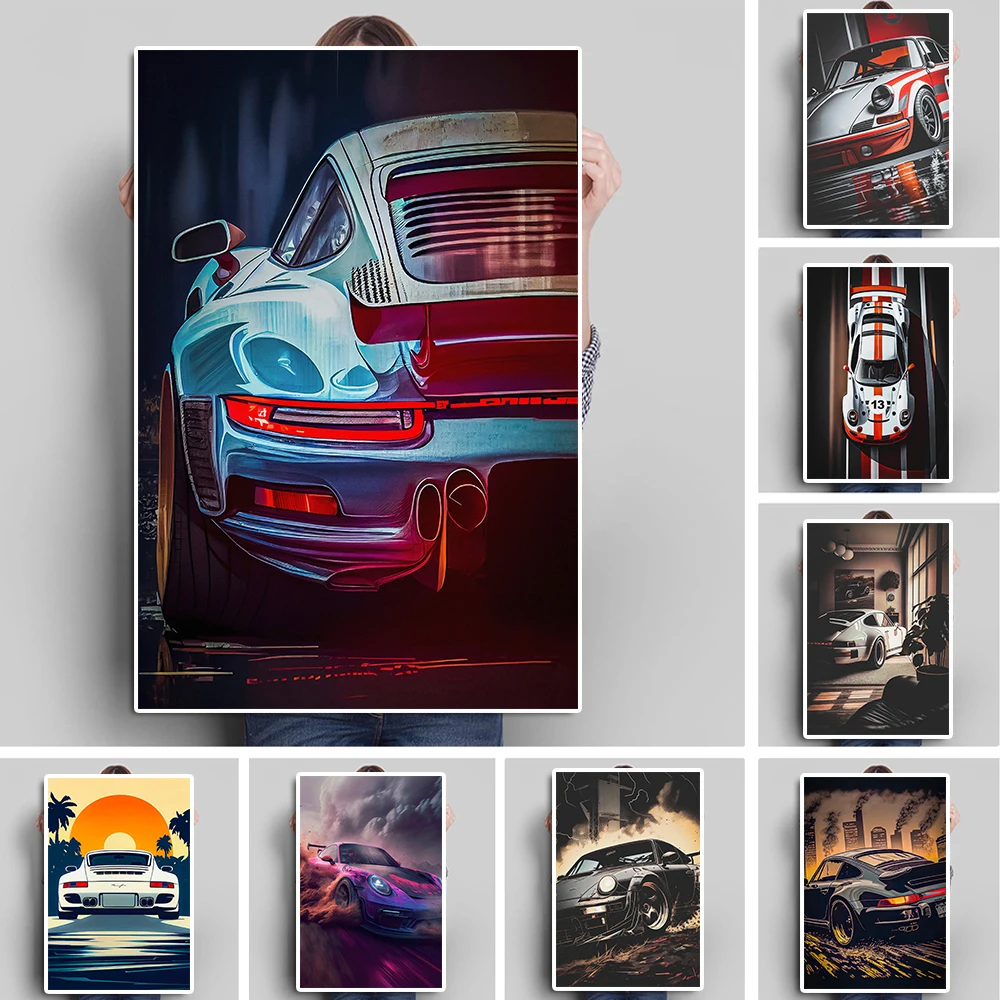 

Vintage Racing Comic Illustration Luxury Sports Car Travel Poster Retro Supercar Wall Art Mural Gaming Room Home Decoration Gift