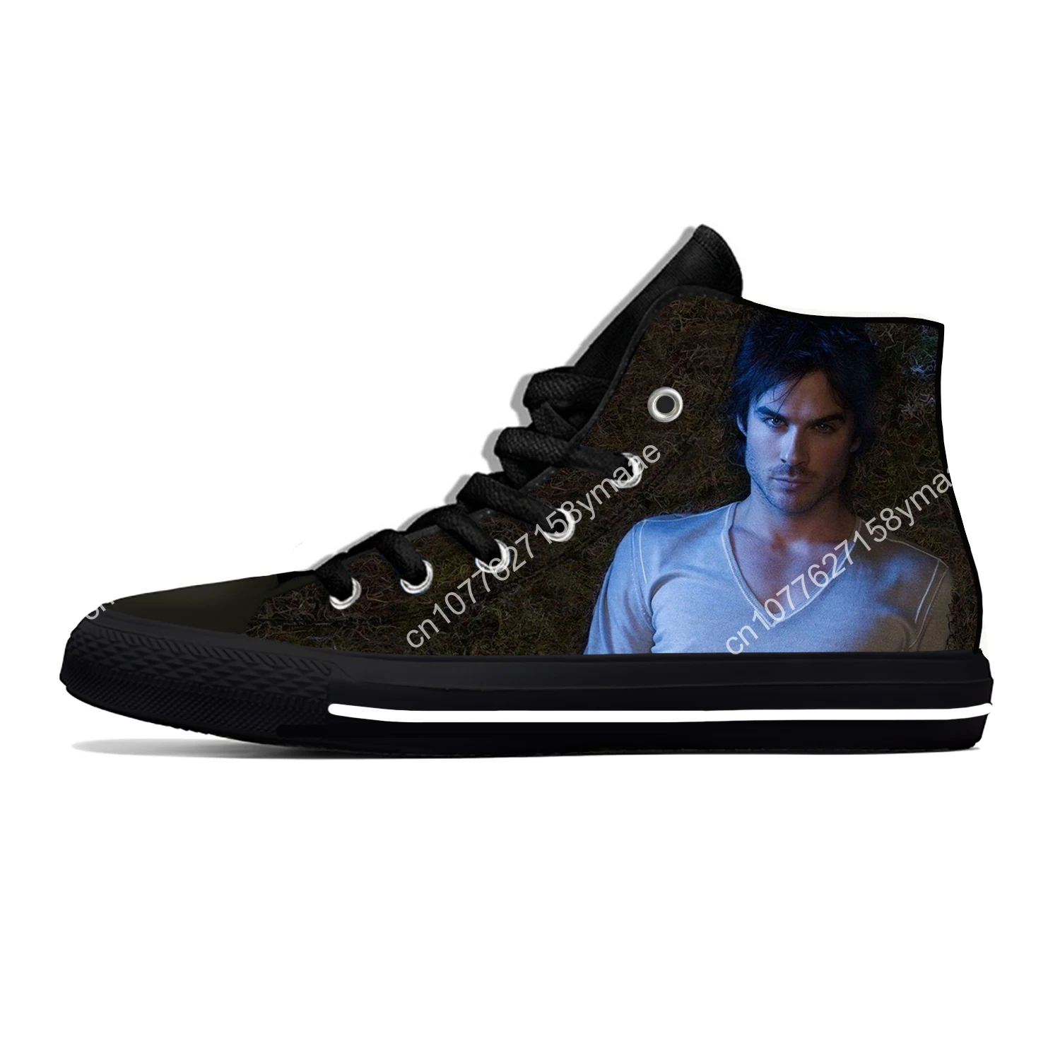 Hot Cool Summer The Vampire Diaries Damon Salvatore Cool Fashion Casual Shoes High Top Men Women Sneakers Classic Board Shoes