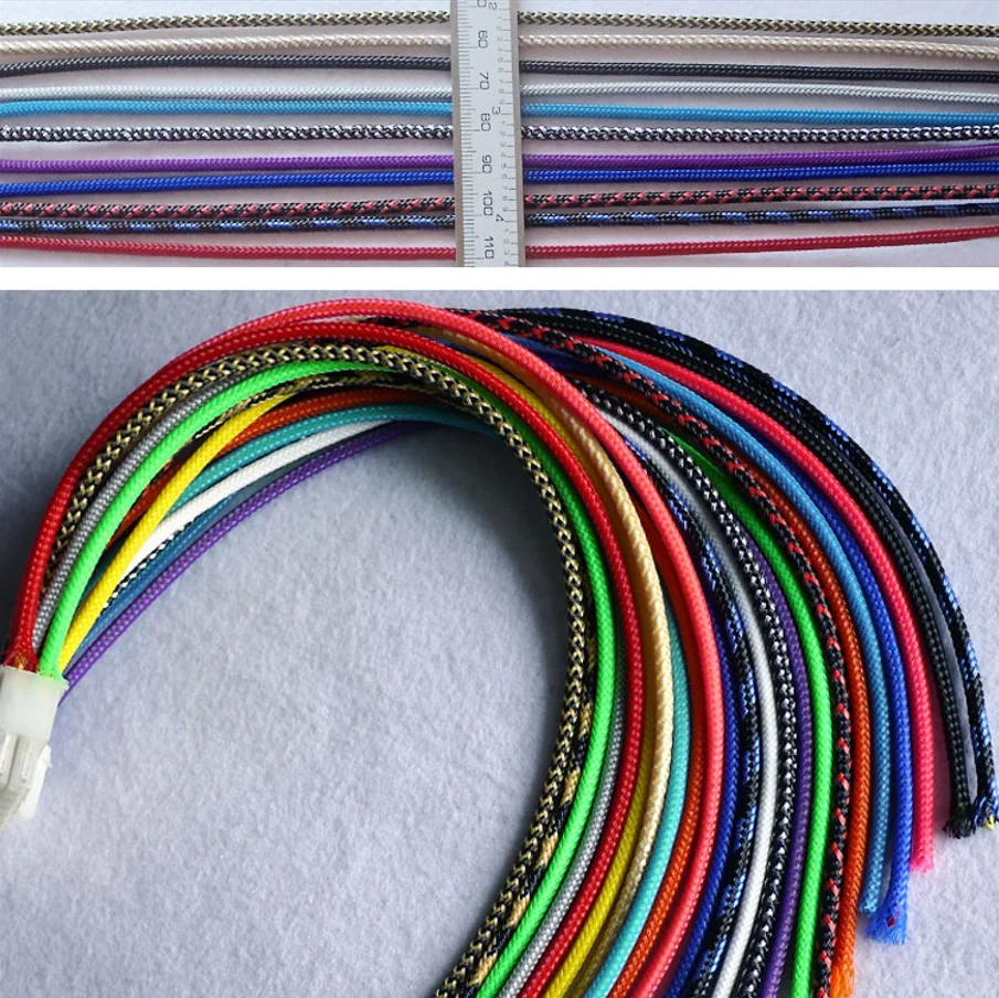 5/10m 10colors PET Braid Sleeve 2~40mm High Density Snake Skin Cable Wrap Sheath For Electric Cable