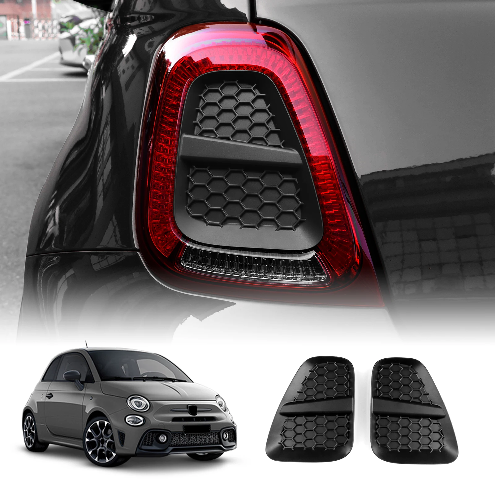 Copertura Fanale Posteriore Auto in ABS 1 Paio per Abarth 595 695 595C 695C Fiat 500 500C 2016 2017 2018 2019 2020 2021 2022 2023 2024