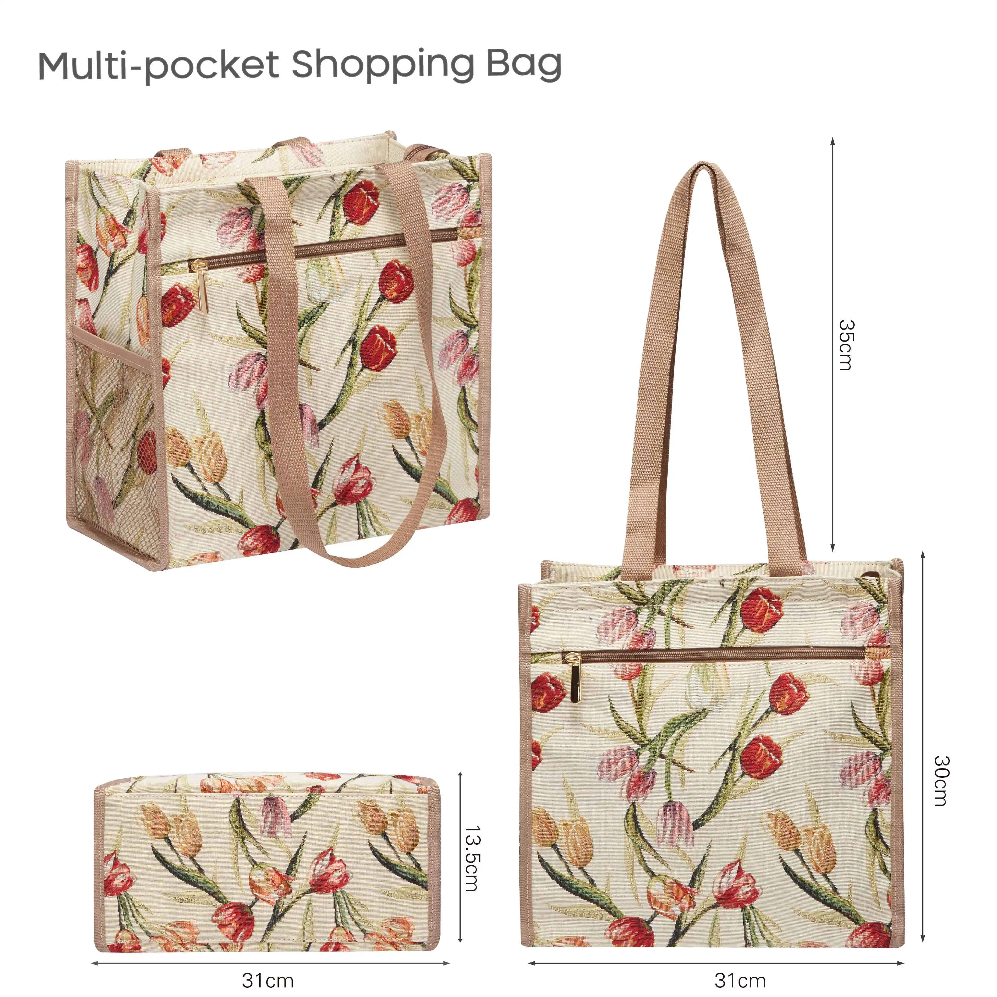 SAJA Women Ladies Shopper Bag Tote Bag Large Capacity Shoulder Bags Handbag Cross Bag Tulip Flower Shopping Bag Female Beach Bag