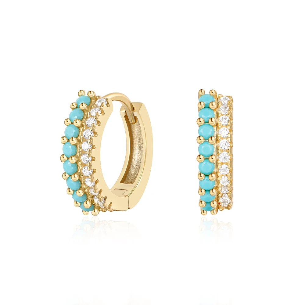 CANNER Trendy Colorful Zircon 925 Sterling Silver Hoop Earrings For Women Girl Circle Round Earring Party Engagement Jewelry