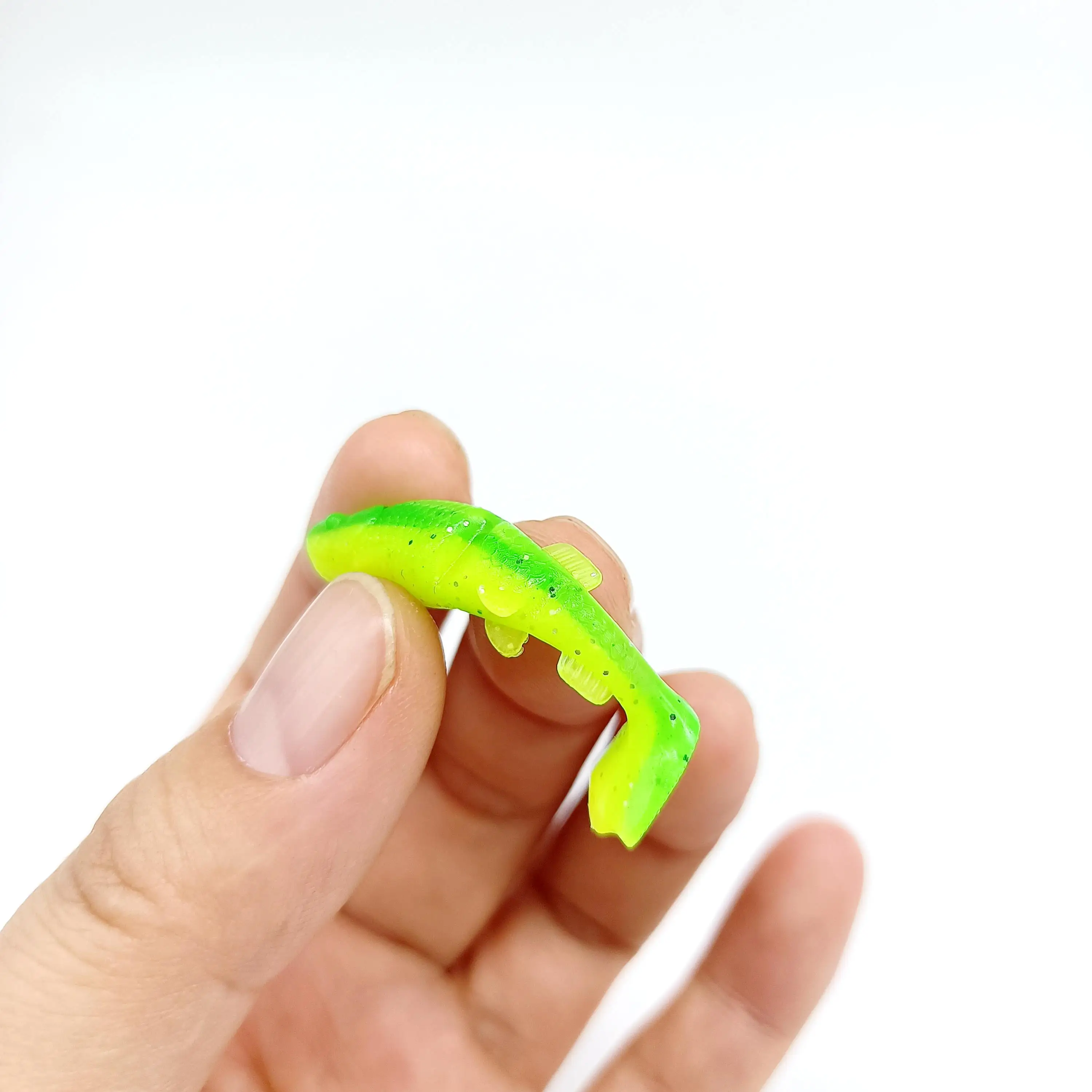 DUODUOYU 12PCS Mini T-Schwanz Weiche Angeln Locken 1g/40mm PVC Kleine Fisch Silikon Swimbait wobbler Für Hecht Bass Shad Angelgerät – Detail 15