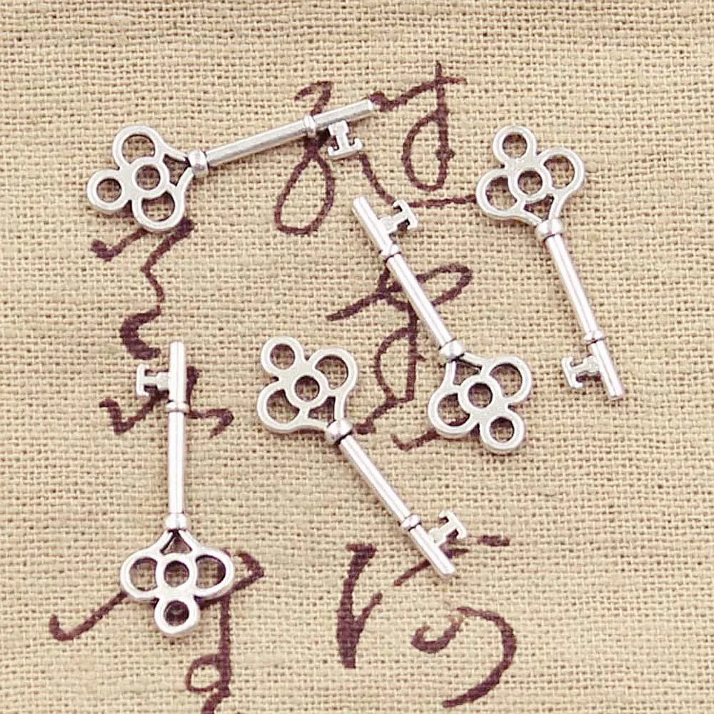 50pcs Charms Vintage Skeleton Key 25x9mm Antique Silver Color Pendants DIYCrafts Making Findings Handmade Tibetan Jewelry