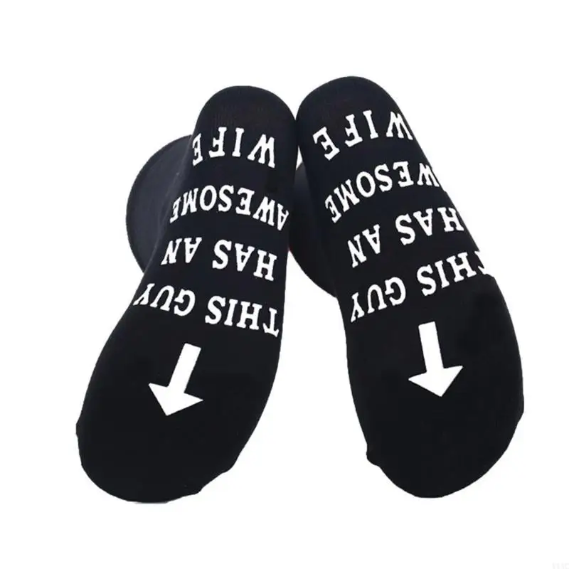 Y1AC Awesome Wife Funny Sayings Socks with Grips Wedding Marrinage Novelty Footwear