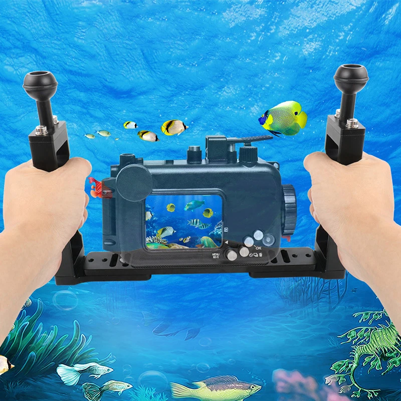 Aluminium Alloy Underwater Tray Stabilizer Dual Handles Camera Diving Housing Bracket Video Light Mount Holder