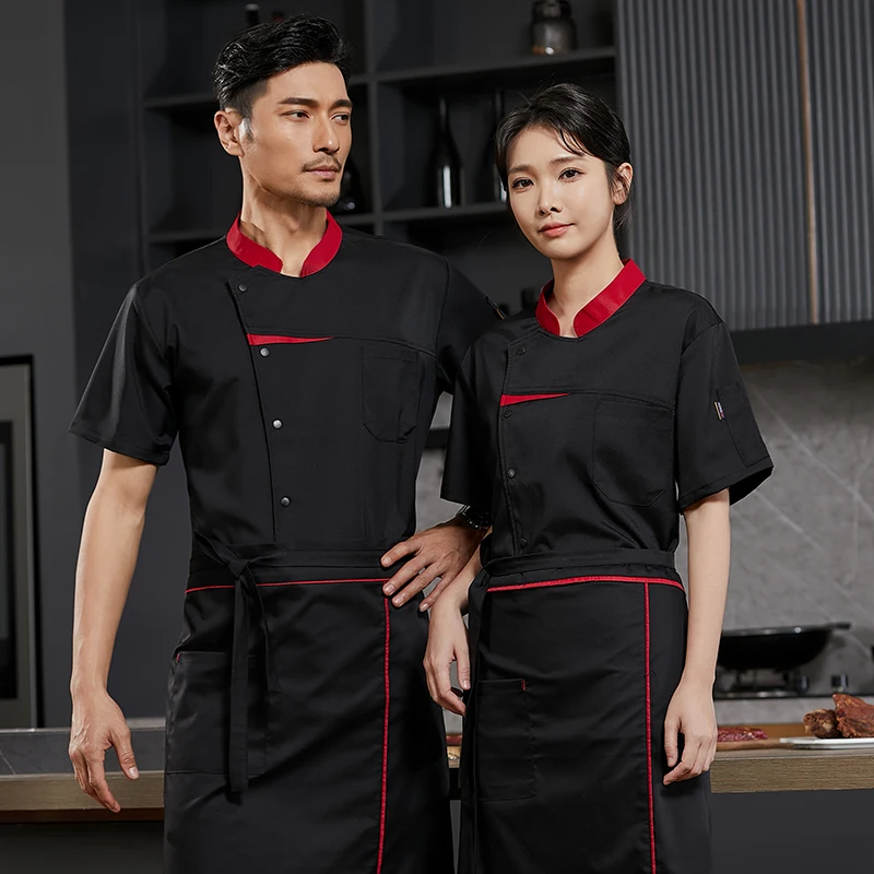 Camicia da cucina Costume da cucina cameriere abiti da lavoro salopette da ristorante uniforme da cuoco dell'hotel giacca da cuoco da uomo abbigliamento da lavoro da forno