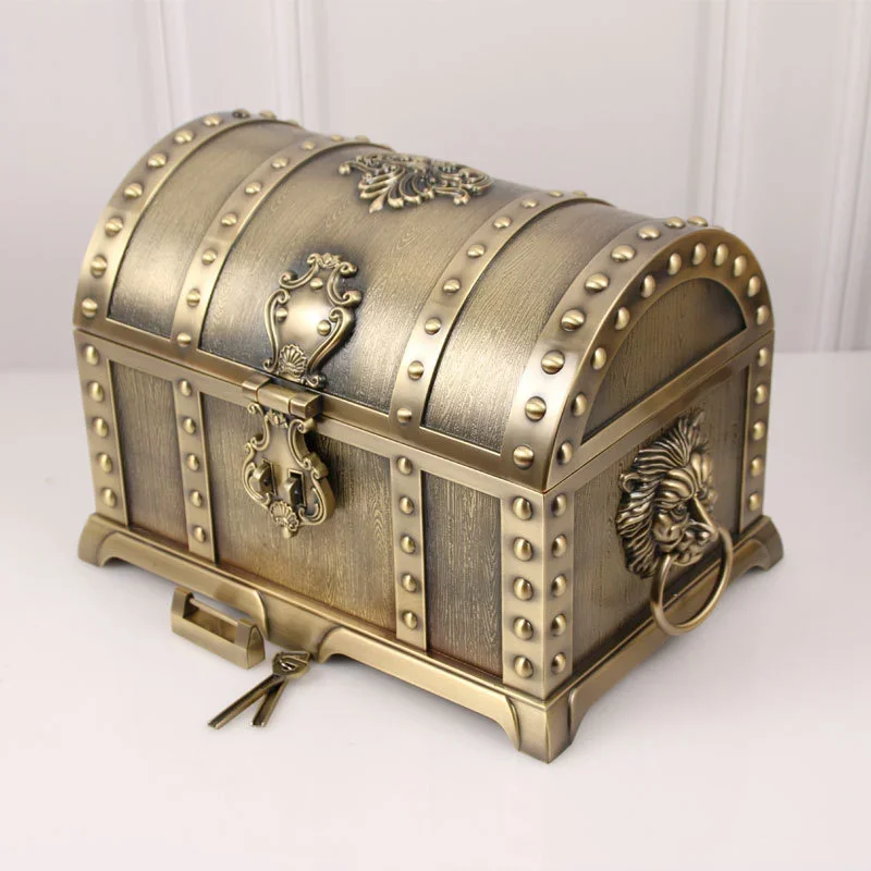 Metal Large Multi-Layer Creative European Vintage Box With Lock Jewelry Storage Jewelry Collection Box