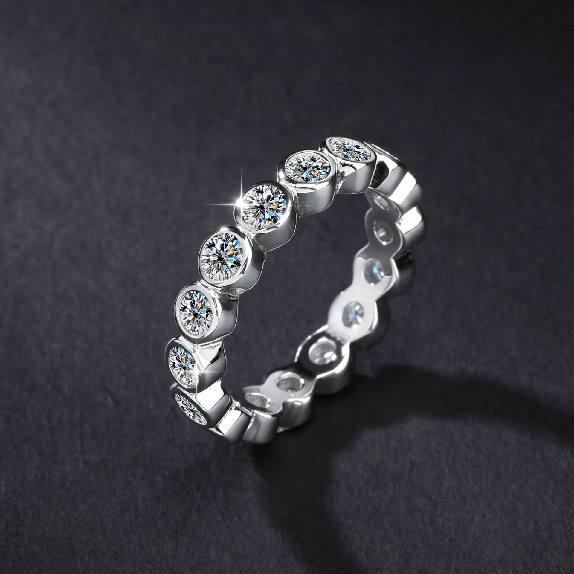

Moissanite Eternity Ring With GRA Certificate For Women 18k Gold Filled Rings Exquisite Jewelry Gift