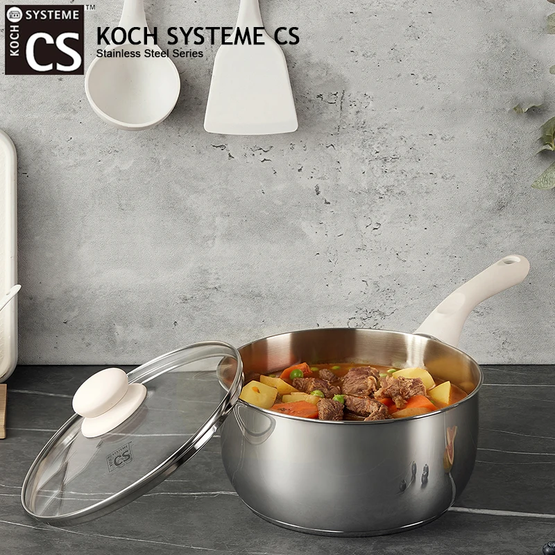 

KOCH SYSTEME CS Кастрюля из нержавеющей стали с крышкой 1QT, 2QT и 3QT Кастрюля для молока с бакелитовой ручкой Stay-cool Индукционная кастрюля для соуса