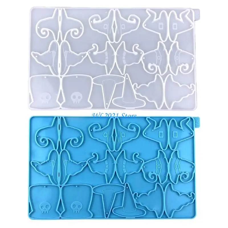 

G5GC Witch Hat Earring Decor Mold DIY Epoxy Resin Keychain Silicone Mold Halloween Pendant Mold Home Decorations Mold